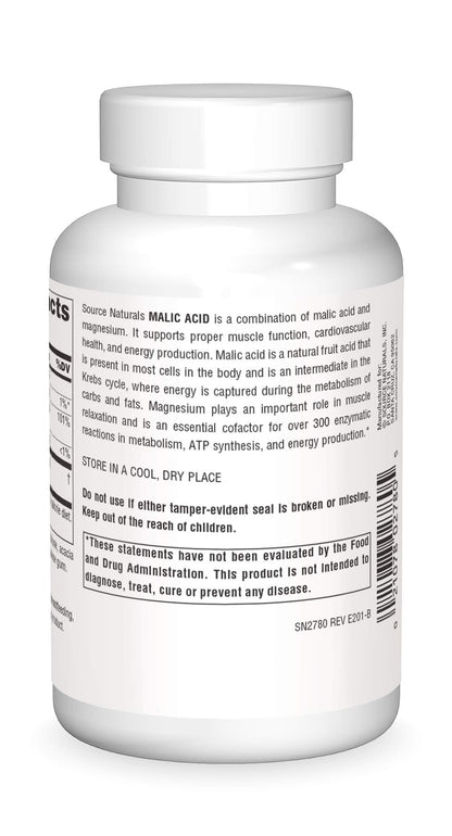 Source Naturals Malic Acid, Supports Muscles and Energy Production*, 2,500 mg - 120 Tablets