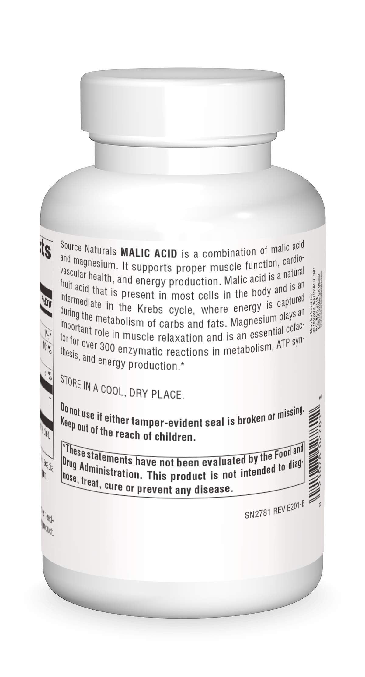 Source Naturals Malic Acid 2,500 mg - Supports Muscle Function & Energy Production | 240 Tablets
