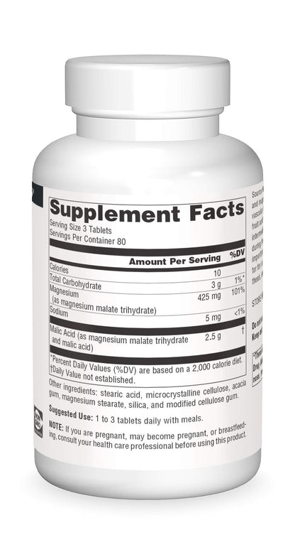 Source Naturals Malic Acid 2,500 mg - Supports Muscle Function & Energy Production | 240 Tablets