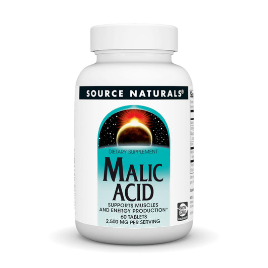 Source Naturals Malic Acid, Supports Muscles and Energy Production*, 2,500 mg - 60 Tablets BritishVita | Premium UK Vitamins & Wellness Supplements