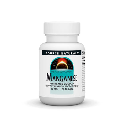 Source Naturals Manganese, Amino Acid Chelate – Supports Energy Production – 100 Tablets