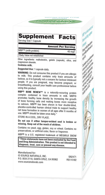 Source Naturals MBP Bone Renew – Milk Protein for Advanced Density Support (30 Capsules)