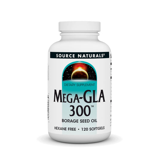 Source Naturals Mega-GLA 300 - Hexane-Free Borage Seed Oil Softgels (120) BritishVita | Premium UK Vitamins & Wellness Supplements