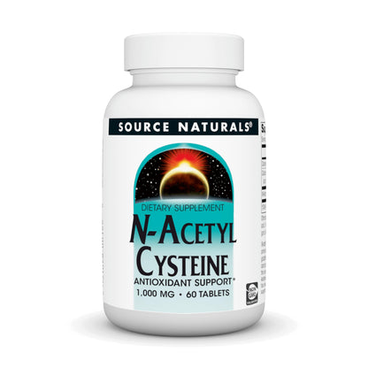 Source Naturals N-Acetyl Cysteine 1000 mg – Antioxidant Support for Respiratory Health | 60 Tablets