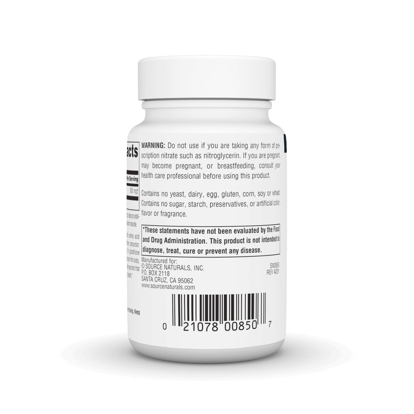 Source Naturals N-Acetyl Cysteine 600 mg — Antioxidant Support for Respiratory Health | 60 Tablets