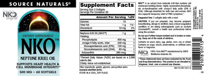 Source Naturals NKO Neptune Krill Oil 500 mg - 60 Softgels | Heart Health