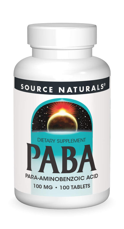 Source Naturals PABA 100 mg Dietary Supplement - 100 Tablets | para-Amino Benzoic Acid