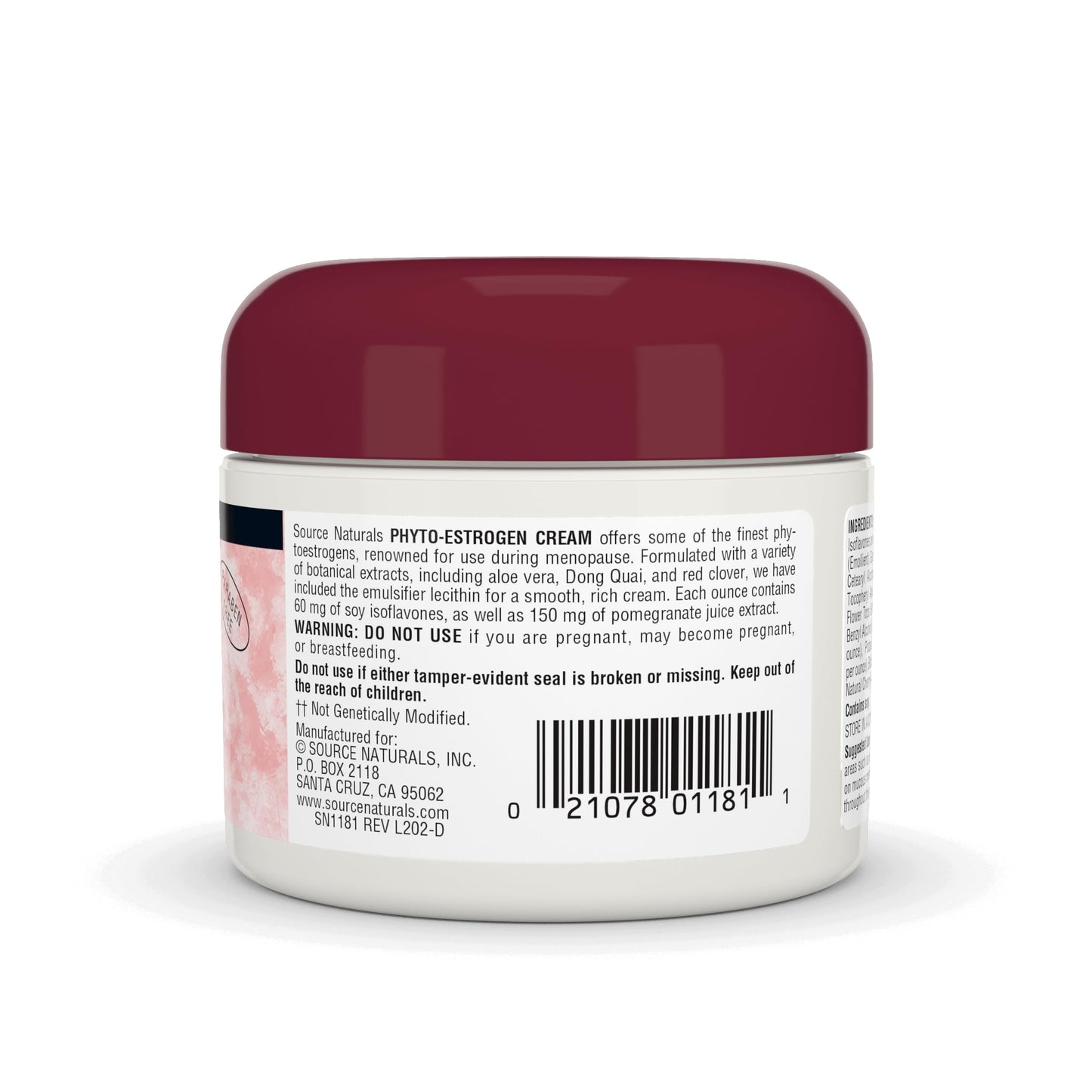Source Naturals Phyto-Estrogen Cream - Paraben-Free, Non-GMO Soy, 2 oz