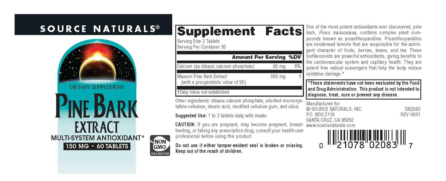 Source Naturals Pine Bark Extract 150 mg - 60 Tablets | Antioxidant