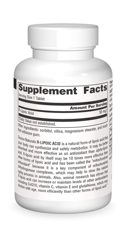Source Naturals R-Lipoic Acid 50 mg | 60 Tablets