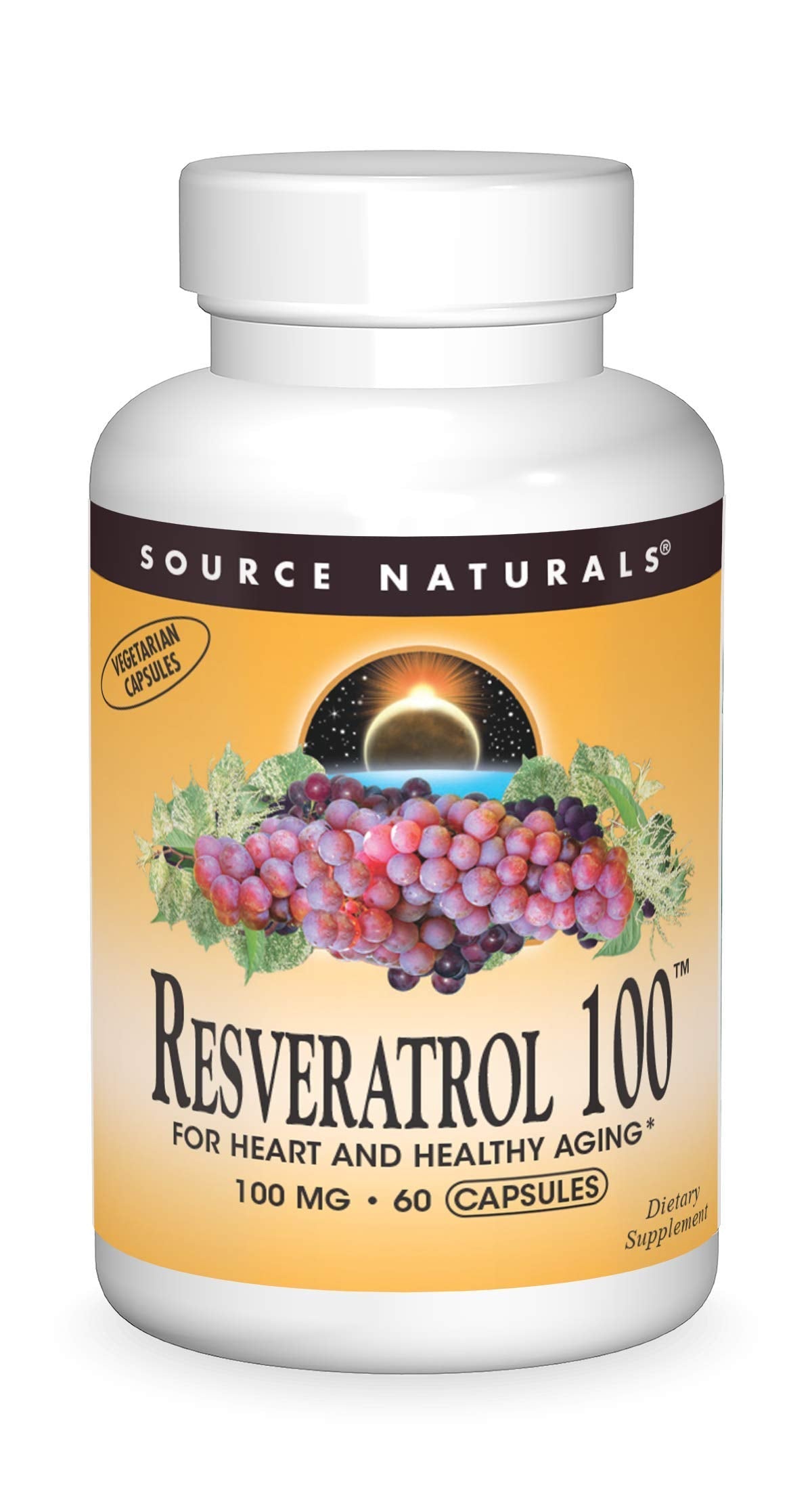 Source Naturals Resveratrol 100 mg - 60 Vegetarian Capsules | Heart Health & Healthy Aging