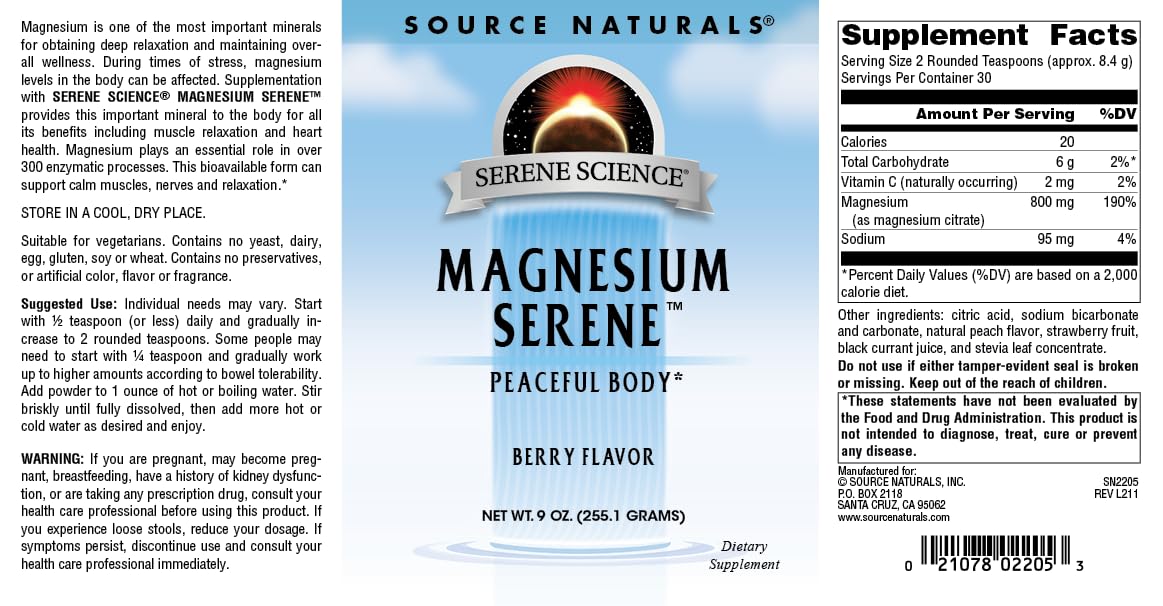 Source Naturals Serene Science Magnesium Serene Berry – 9 oz