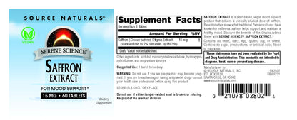 Source Naturals Serene Science Saffron Extract for Mood Support - 60 Tablets