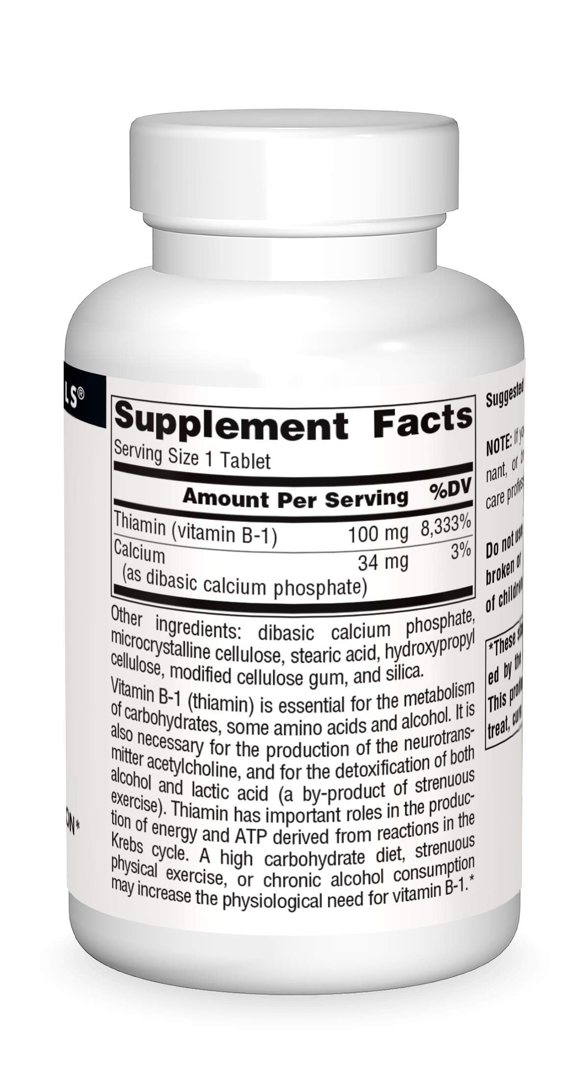 Source Naturals Vitamin B-1 Thiamin 100 mg – 250 Tablets for Energy