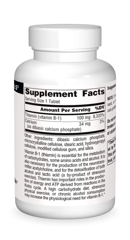 Source Naturals Vitamin B-1 Thiamin 100 mg – 250 Tablets for Energy