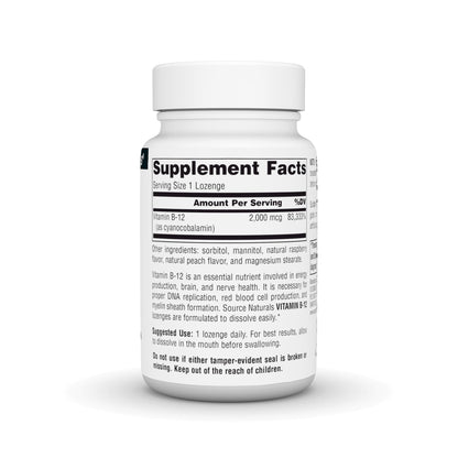 Source Naturals Vitamin B-12 2000 mcg - 100 Lozenges