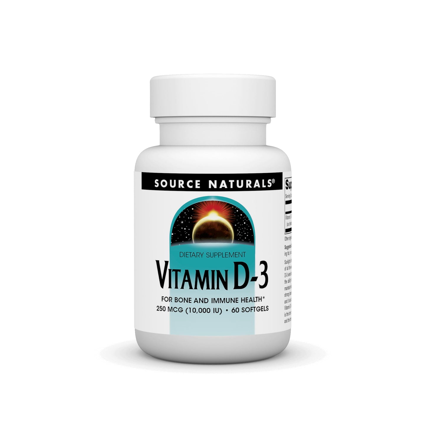 Source Naturals Vitamin D-3 (10,000 IU) - 60 Softgels | Supports Bone & Immune Health