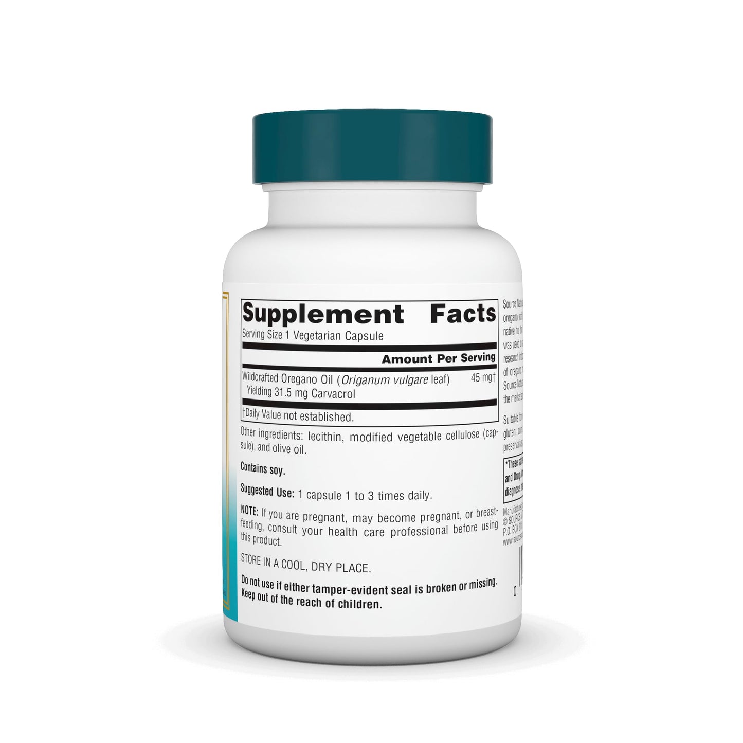 Source Naturals Wellness Oil of Oregano - Standardized to 70% Carvacrol - 60 Vegetarian Capsules