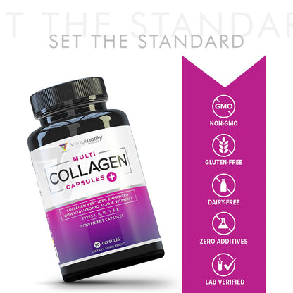 Multi Collagen Peptides for Women – Hydrolyzed Collagen with Vitamin C & Hyaluronic Acid, 30 Servings