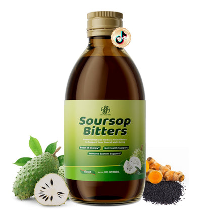 Soursop Bitters Liquid – 15-in-1 Herbal Tea with Black Seed, Turmeric & Moringa (8 fl oz)