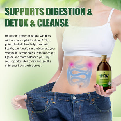 Soursop Bitters Liquid – 15-in-1 Herbal Tea with Black Seed, Turmeric & Moringa (8 fl oz)