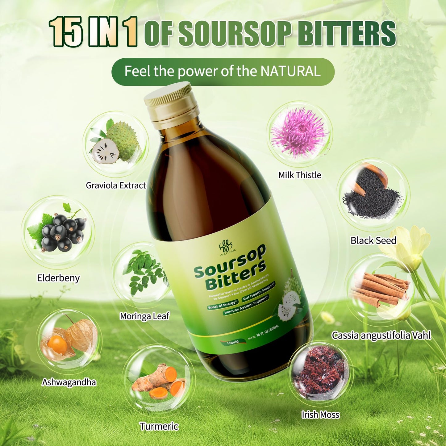Soursop Bitters Liquid with Black Seed, Moringa & Turmeric | 16 fl oz