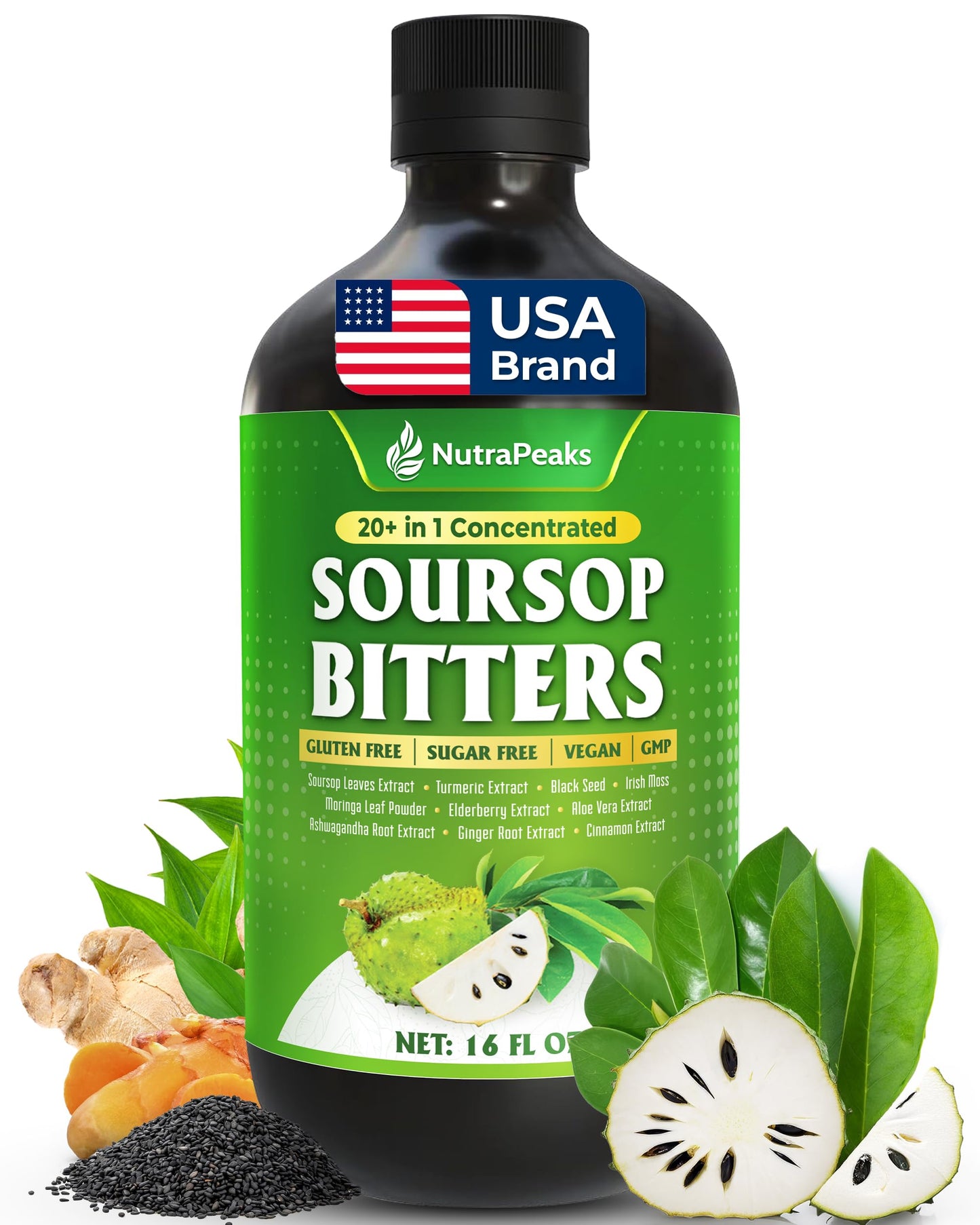 Soursop Bitters Liquid – NutraPeaks | Immune & Digestive Detox (16 oz)