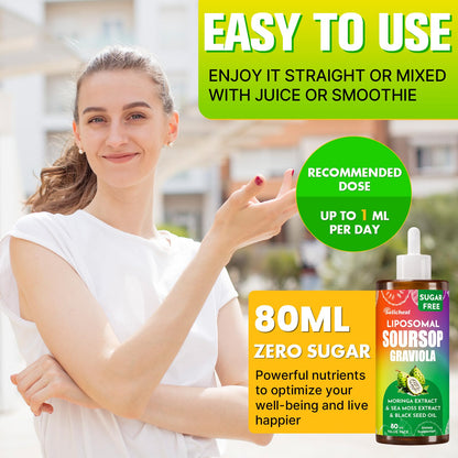 80ML Soursop Bitters Liquid Drops – 10-in-1 Multivitamin with Leaf Extract & Sea Moss | Immunity, Gut, Skin | 2.8 fl oz