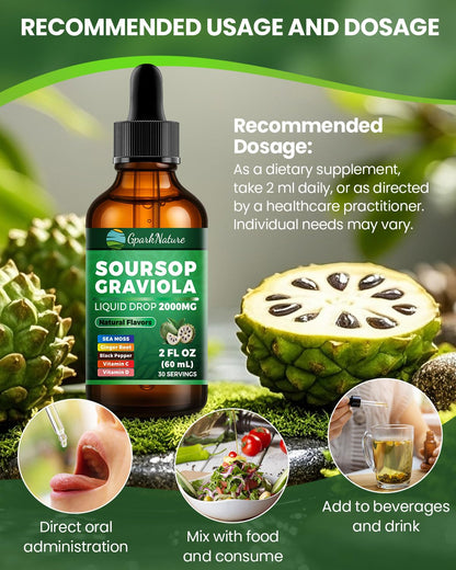 Soursop Drops & Bitters – Immune Support Tea Extract (2 oz) – Non-GMO