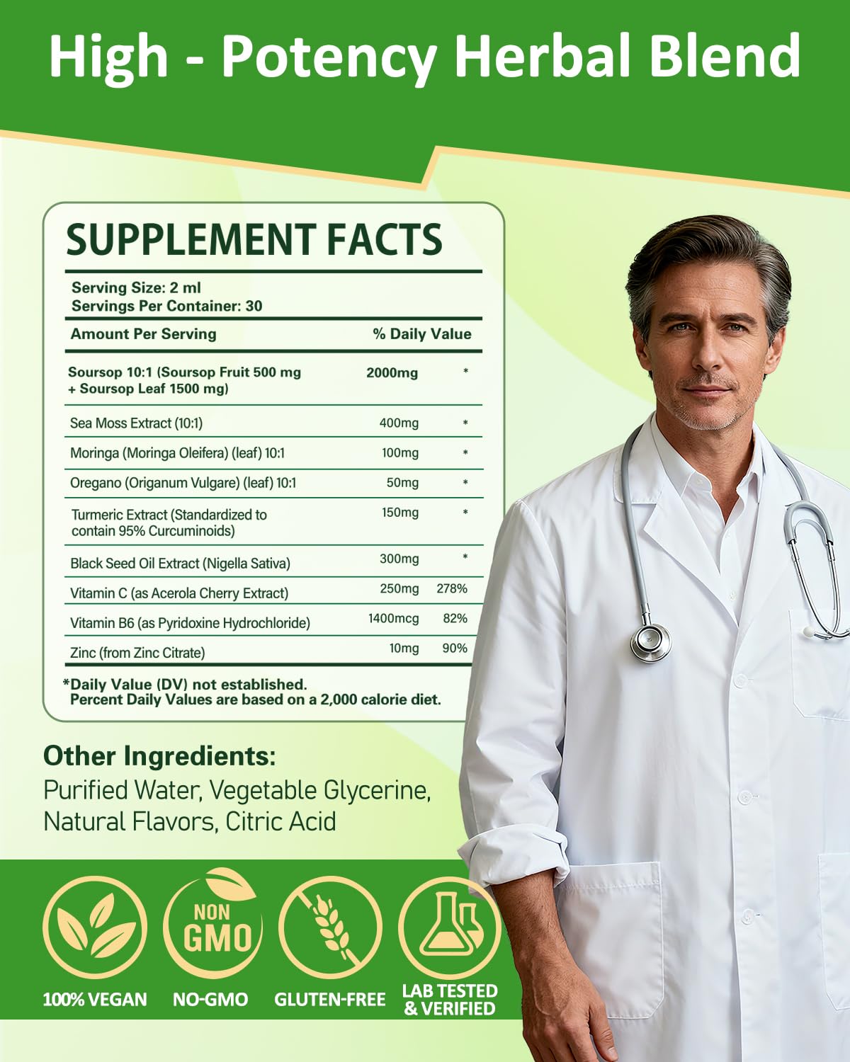 Soursop Liquid Drops 9-in-1 Herbal Blend with Sea Moss & Turmeric | Immune Support