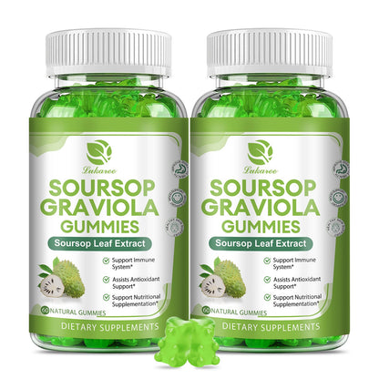 (2 Pack) Soursop Graviola Gummies - Vitamin C, Zinc & Natural Soursop Leaves (120 Gummies)
