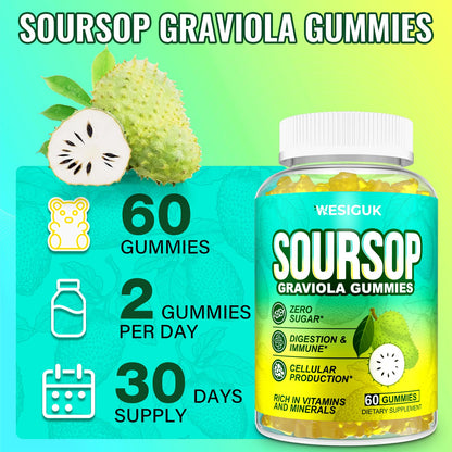 Soursop Graviola Gummies - Max Strength with Sea Moss and Turmeric | Vegan and Sugar-Free