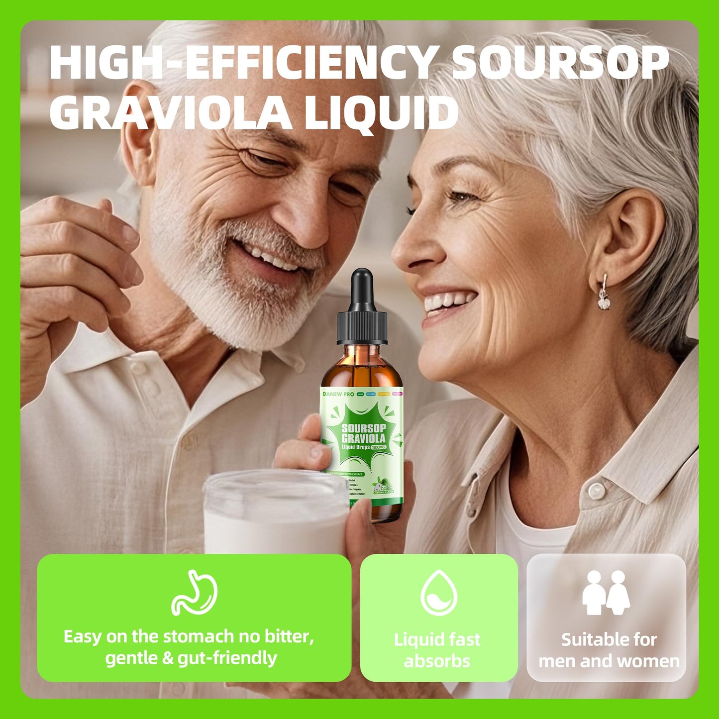 Soursop Graviola Liquid Drops 1800mg – Immune Support, Sleep & Liver (2 fl oz)