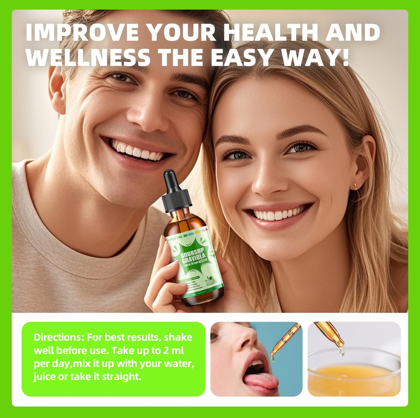 Soursop Graviola Liquid Drops 1800mg – Immune Support, Sleep & Liver (2 fl oz)