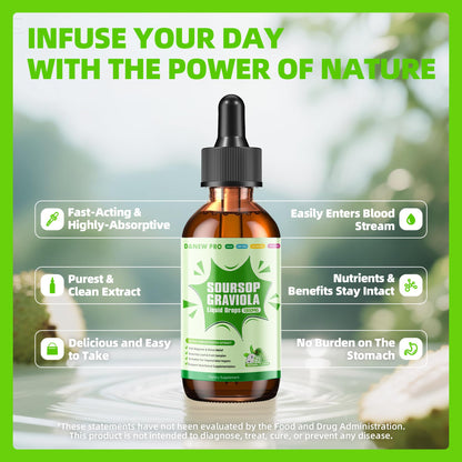 Soursop Graviola Liquid Drops 1800mg – Immune Support, Sleep & Liver (2 fl oz)