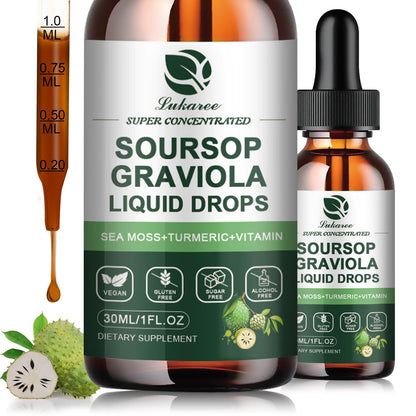 (2 Pack) Soursop Graviola Liquid Drops with Sea Moss - Immunity & Digestion Support