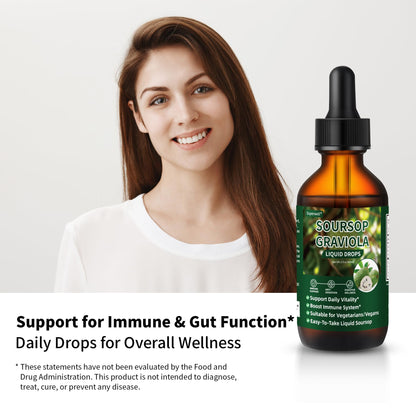 Soursop Graviola Liquid Drops – Immune Support, Digestive Bitters, 2 oz, Vegan