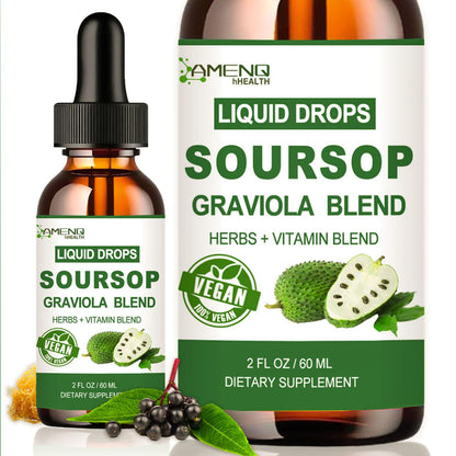 Soursop Graviola Liquid Drops – Organic 16-in-1 Immune Support (2 fl oz) with Sea Moss, Elderberry, Vitamin C & Zinc
