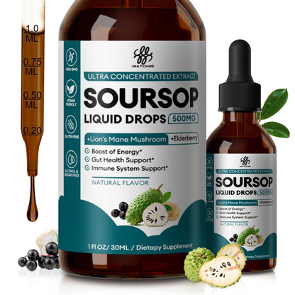 Soursop Graviola Liquid with Elderberry & Lion's Mane – Immune Support
