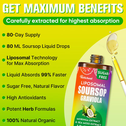 80ML Soursop Bitters Liquid Drops – 10-in-1 Multivitamin with Leaf Extract & Sea Moss | Immunity, Gut, Skin | 2.8 fl oz