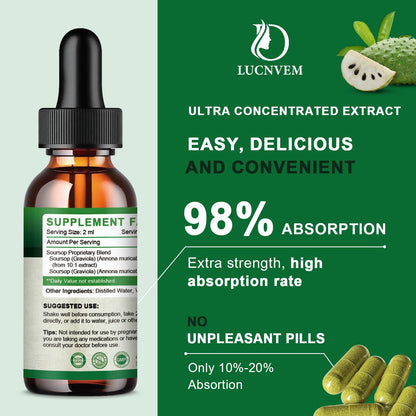 2 Pack Organic Soursop Graviola Liquid Drops | Immune Support & Antioxidant