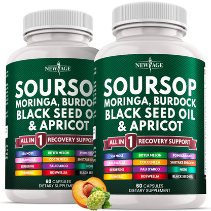 Soursop Supplement – All-in-One Moringa, Sea Moss & Berberine (120 Capsules)