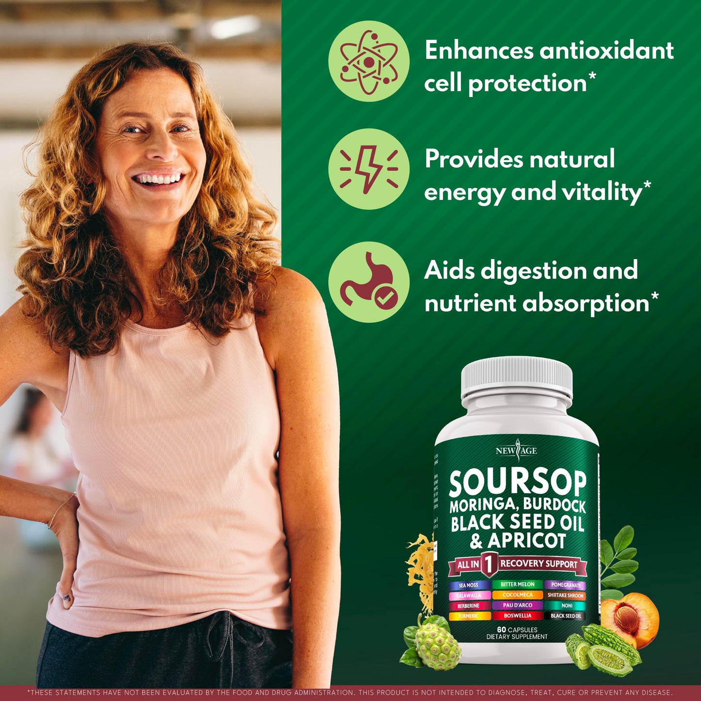 Soursop Supplement – All-in-One Moringa, Sea Moss & Berberine (120 Capsules)