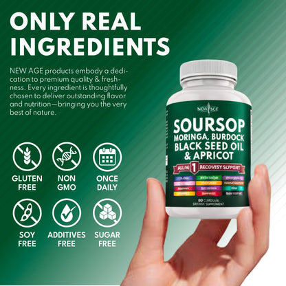 Soursop Supplement – All-in-One Moringa, Sea Moss & Berberine (120 Capsules)