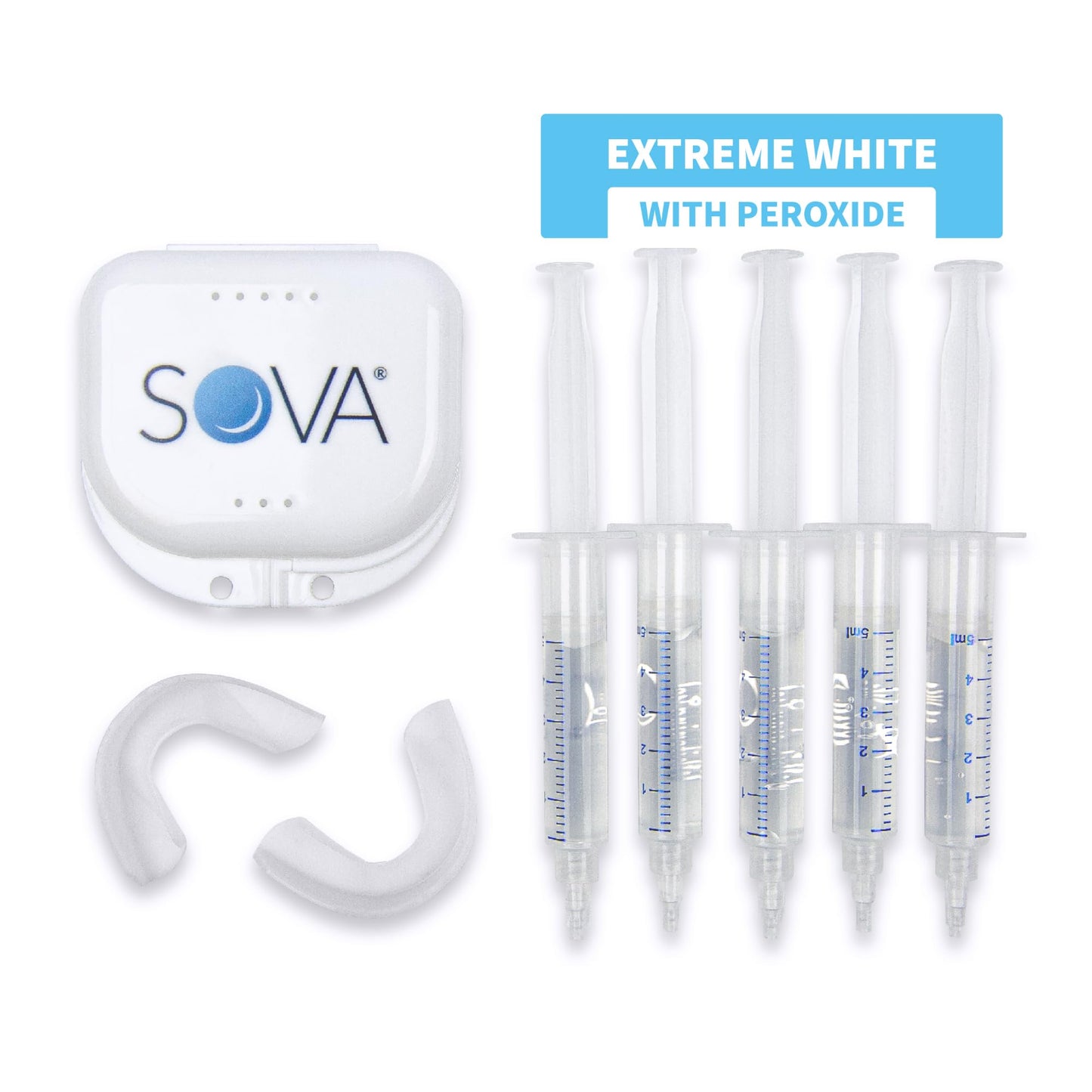 SOVA White Teeth Whitening Kit – 2 Custom-Fit Trays, 5 Gel Applicators, Protective Case