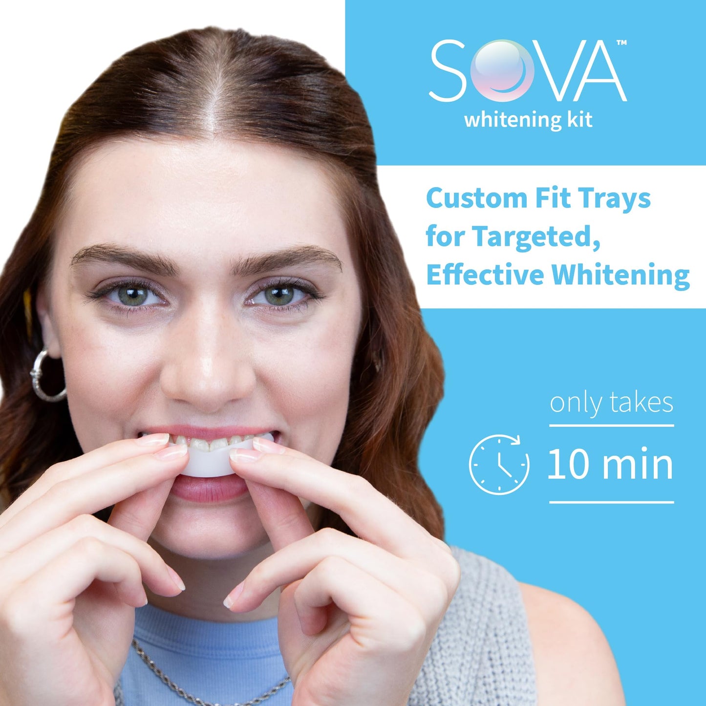SOVA White Teeth Whitening Kit – 2 Custom-Fit Trays, 5 Gel Applicators, Protective Case