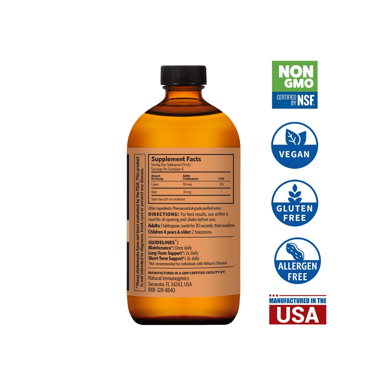 Sovereign Bio-Active Copper Hydrosol – Silver Hydrosol for Hair, Skin & Nails – 4 oz
