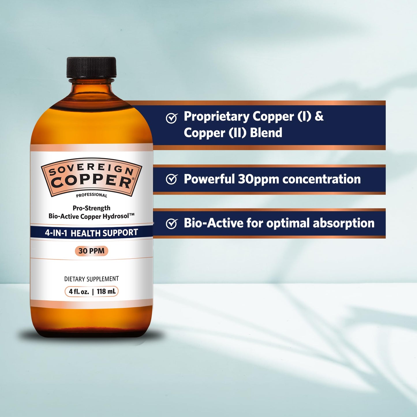 Sovereign Pro-Strength Copper Hydrosol with Silver Hydrosol – 30ppm, 4 oz