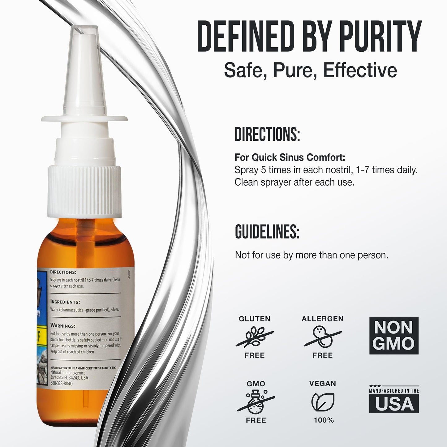 Sovereign Silver Natural Nasal Spray (10 ppm) - Drug-Free Colloidal Silver for Nasal Comfort & Immune Support, Adults & Kids, 1 fl oz