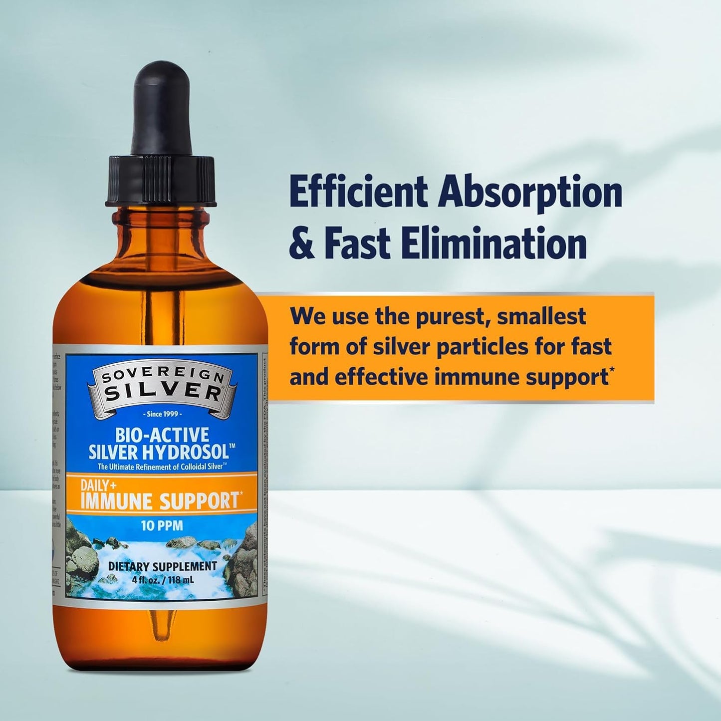 Sovereign Silver Immune Support - Colloidal Silver 10 ppm (4 oz / 118 mL) | Bio-Active Hydrosol